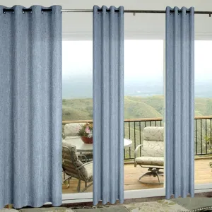 Pitalk Blue Curtains 108 Inches Long for Sliding Glass Door 2 Panels Set Grommet Linen Light Fitering Semi Sheer Curtains for Living Room Back Door Backyard 52x108 Inch Length Grey Dusty Blue