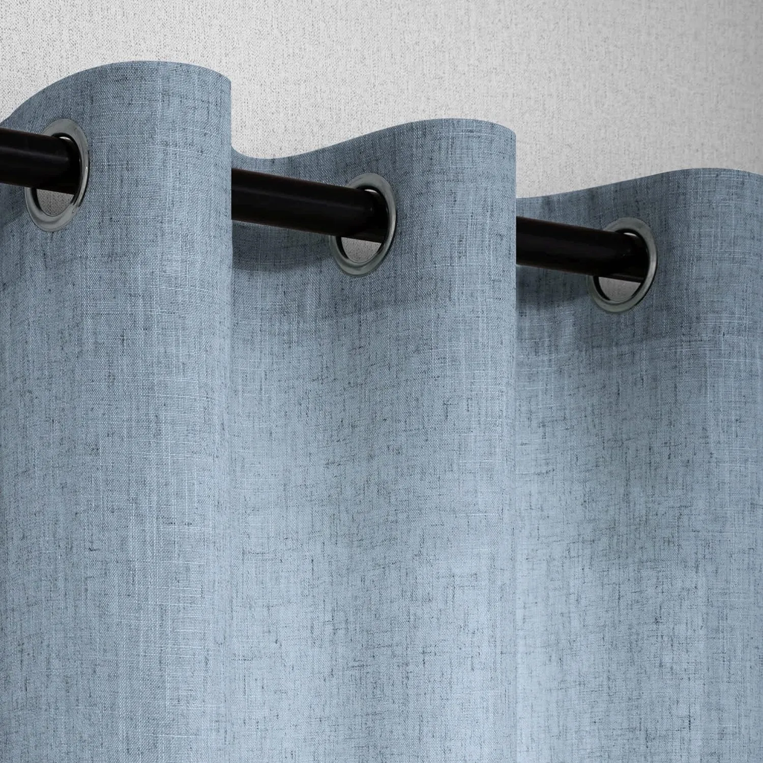 Pitalk Blue Curtains 108 Inches Long for Sliding Glass Door 2 Panels Set Grommet Linen Light Fitering Semi Sheer Curtains for Living Room Back Door Backyard 52x108 Inch Length Grey Dusty Blue