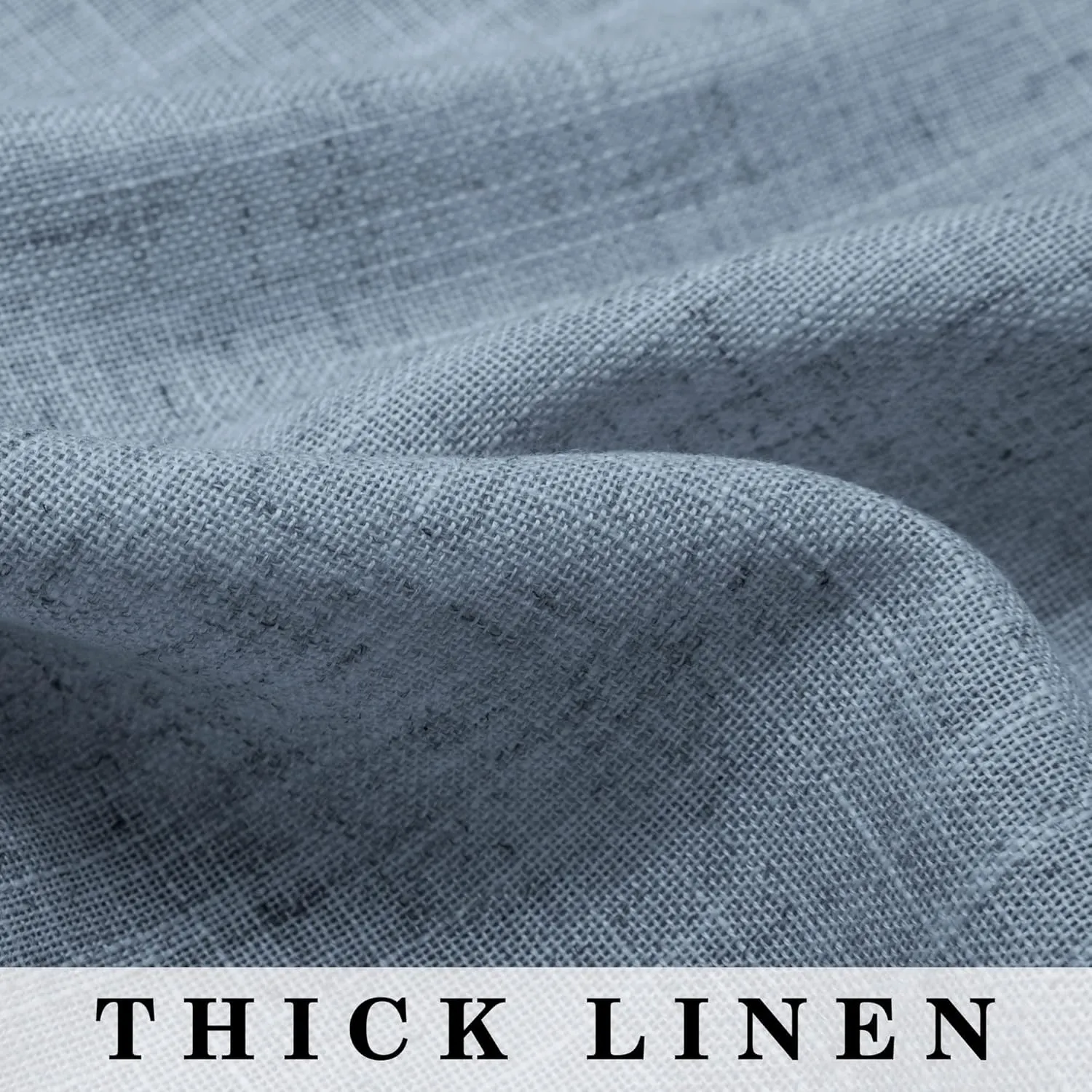 Pitalk Blue Curtains 108 Inches Long for Sliding Glass Door 2 Panels Set Grommet Linen Light Fitering Semi Sheer Curtains for Living Room Back Door Backyard 52x108 Inch Length Grey Dusty Blue