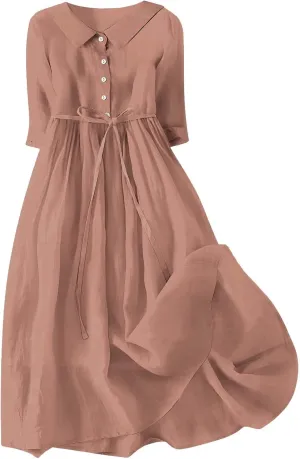 Plus Size Linen Dress for Women Short Sleeve Floral Maxi Dresses Spring Summer Boho Flowy Sundress Cruise Outfits