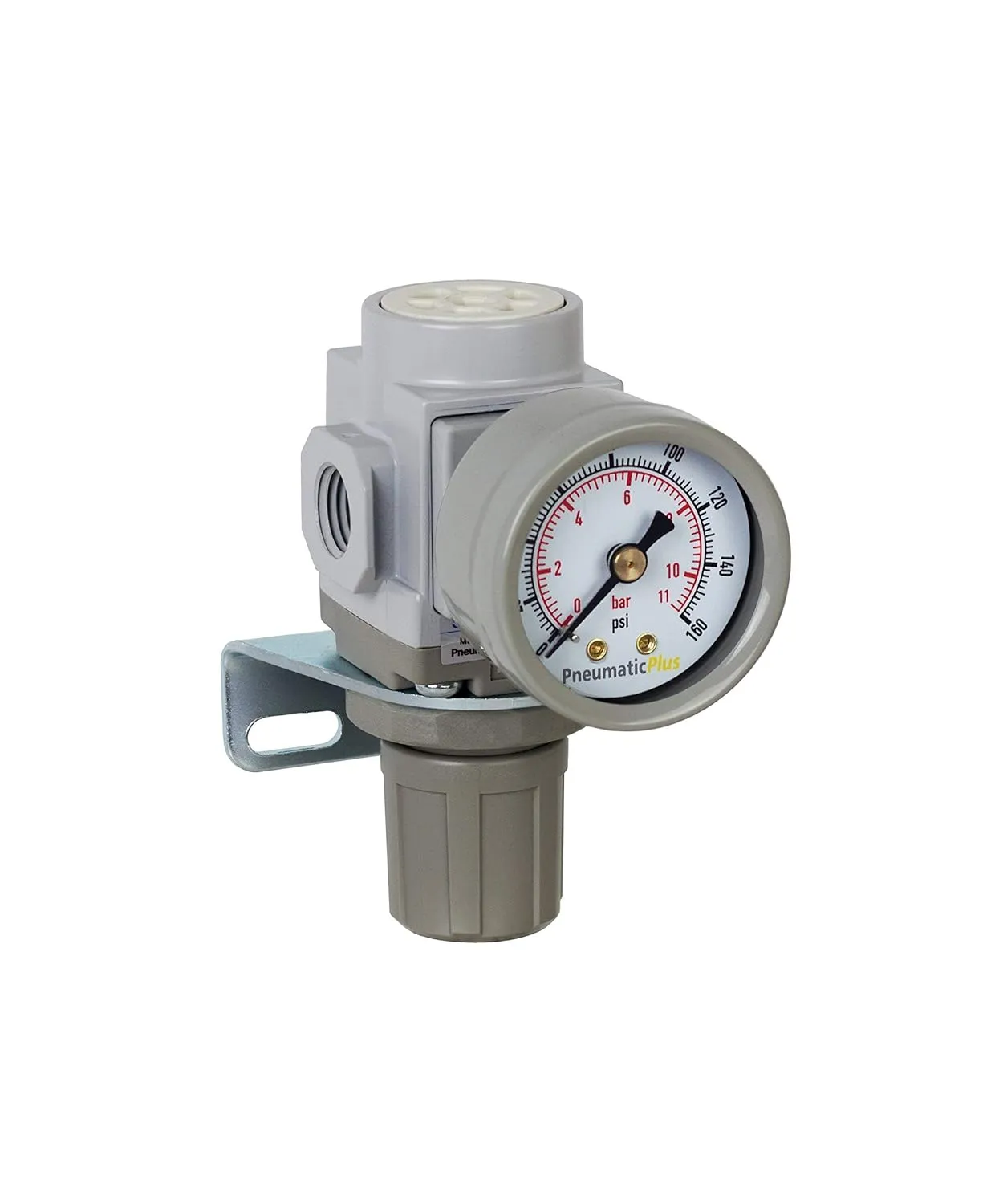 PneumaticPlus SAR200-N02BG Miniature Compressed Air Pressure Regulator 1/4" NPT - Bracket, Gauge