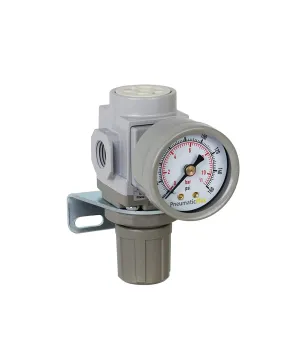 PneumaticPlus SAR200-N02BG Miniature Compressed Air Pressure Regulator 1/4" NPT - Bracket, Gauge