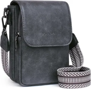 POIUGOYA Small Crossbody Bags for Women Trendy,Leather Triple Compartment Cell Phone Crossbody Wallet Purses with Card Slots