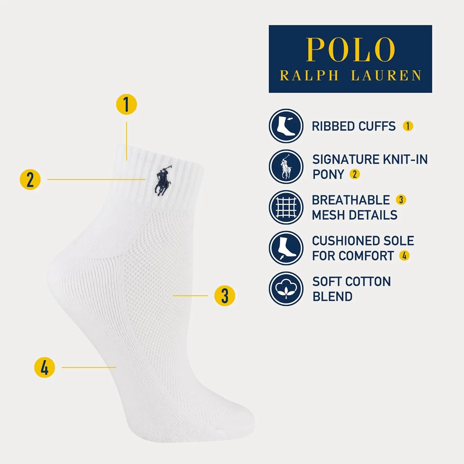 POLO RALPH LAUREN Womens 3PK Monogram Low-Cut Socks