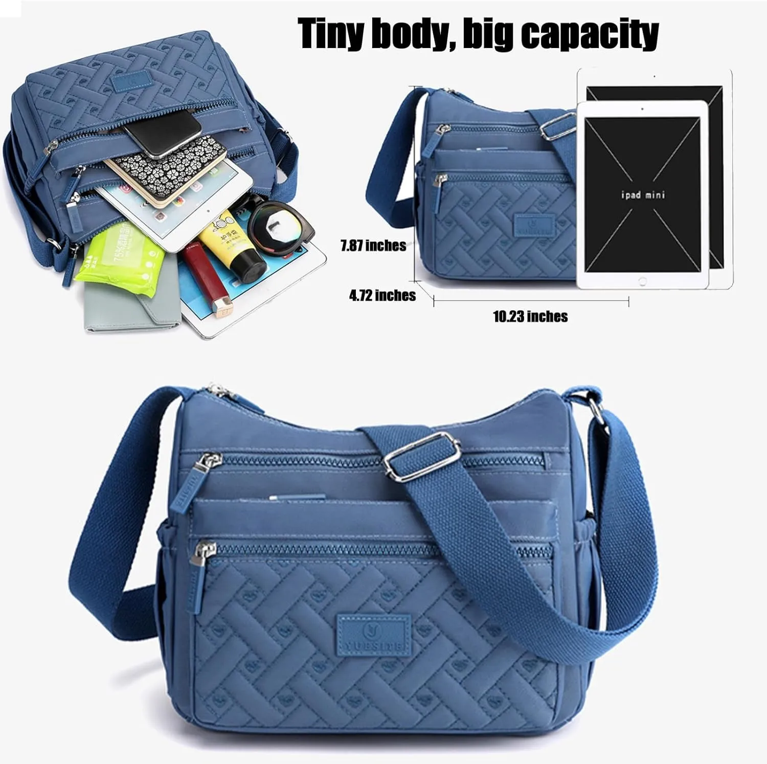 Popularate Crossbody, Lightweight Large Capacity Classic Small Popularate Bag, Nylon Shoulder Messenger Bag for Woman