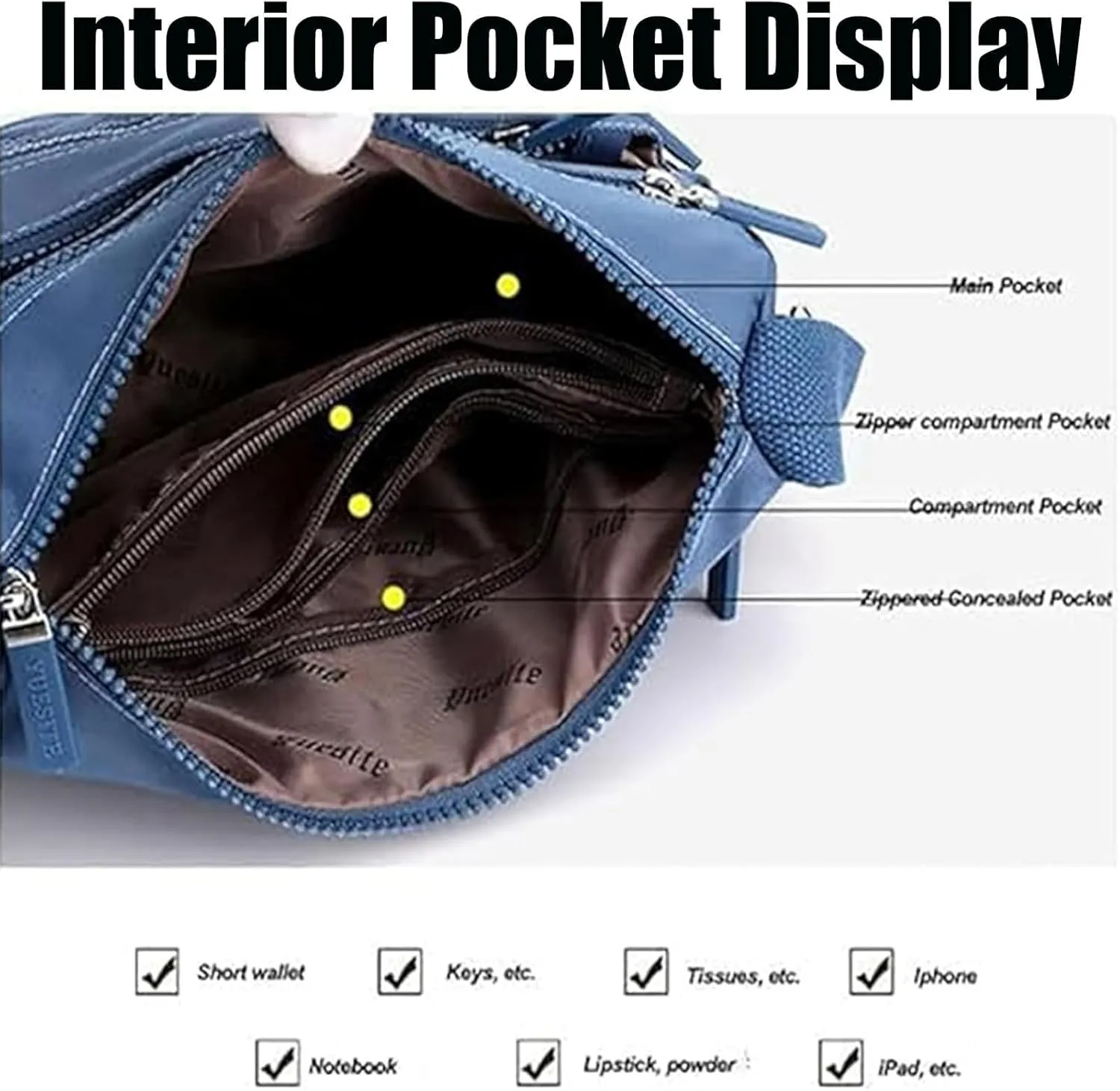 Popularate Crossbody, Lightweight Large Capacity Classic Small Popularate Bag, Nylon Shoulder Messenger Bag for Woman