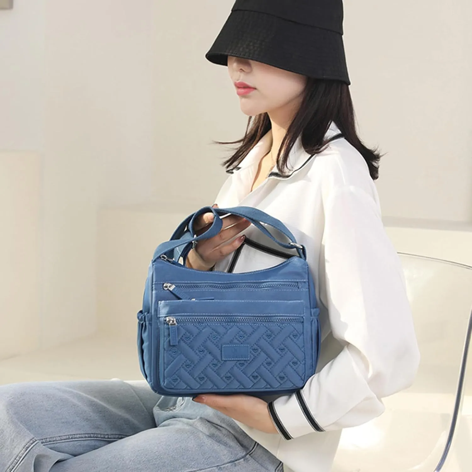 Popularate Crossbody, Lightweight Large Capacity Classic Small Popularate Bag, Nylon Shoulder Messenger Bag for Woman