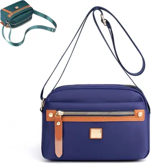 Popularate Nylon Crossbody Bag, Waterproof Lightweight Nylon Crossbody Bag With Zipper And Multi Pockets For Women