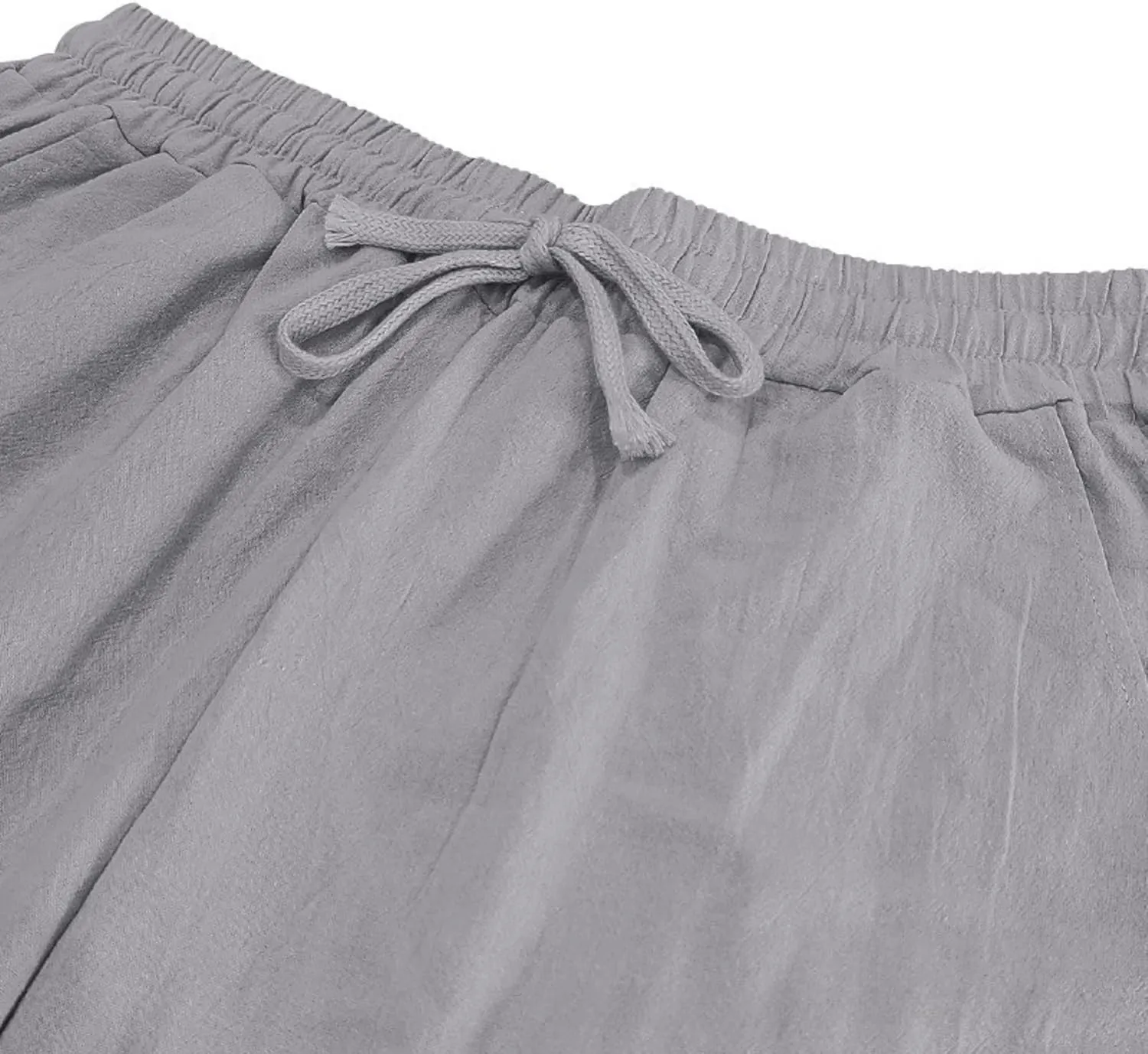 PORCLAY Mens Linen Casual Pants Elastic Waist Drawstring Hip Hop Trousers Wide Leg Yoga Beach 2025 Summer Pants