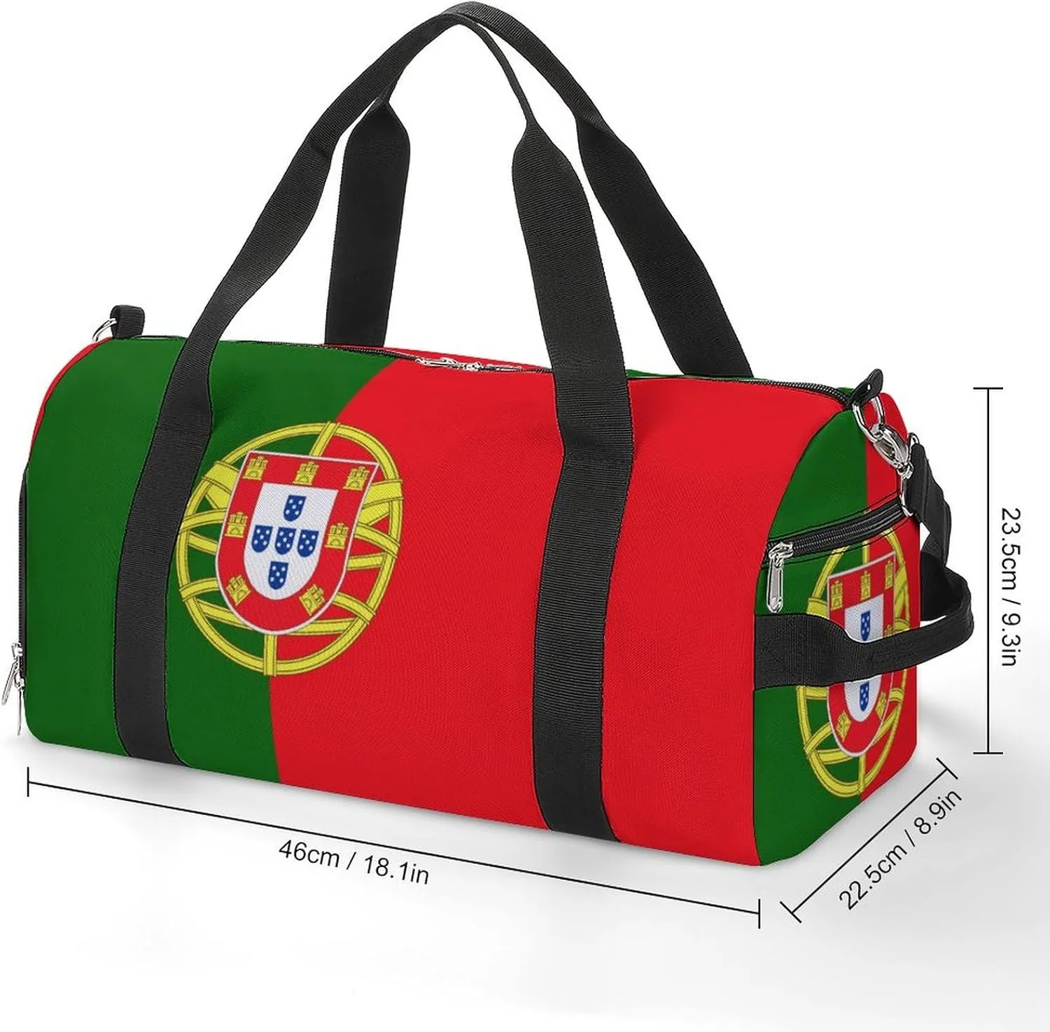 Portugal Flag Gym Duffel for Boys Girls with Waterproof Shoe Compartment Tote