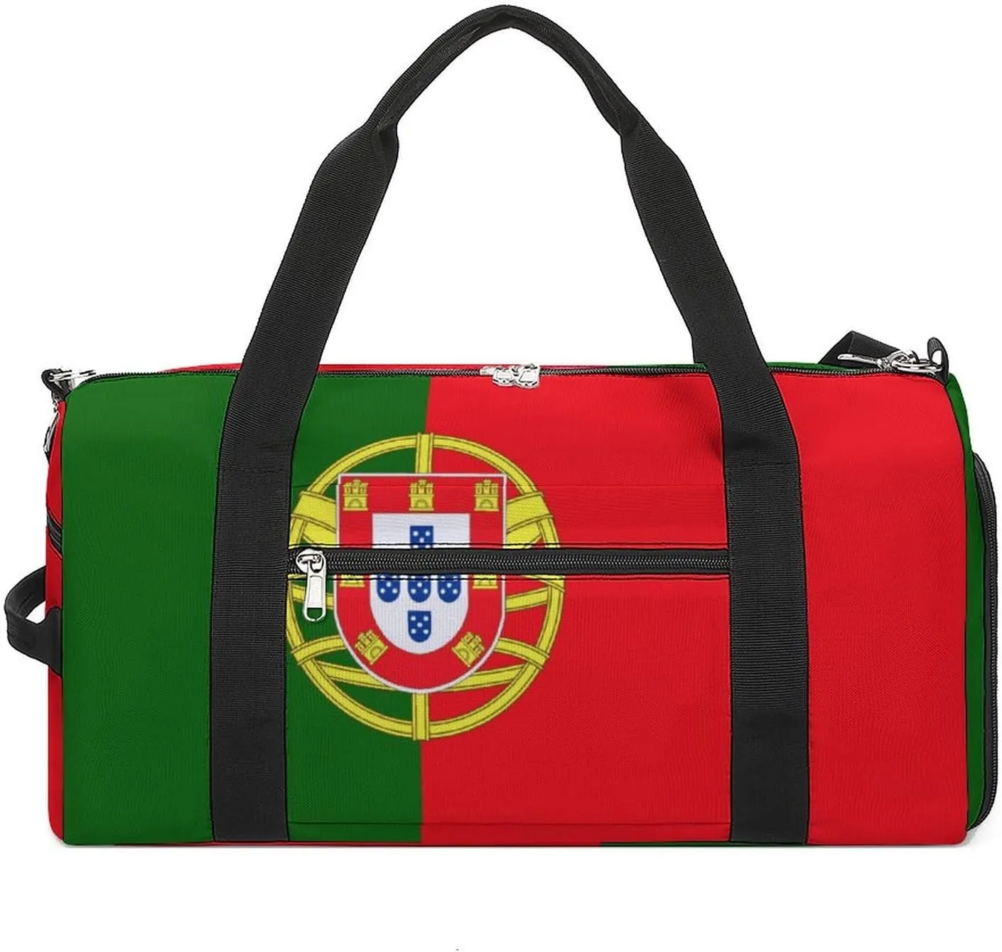 Portugal Flag Gym Duffel for Boys Girls with Waterproof Shoe Compartment Tote