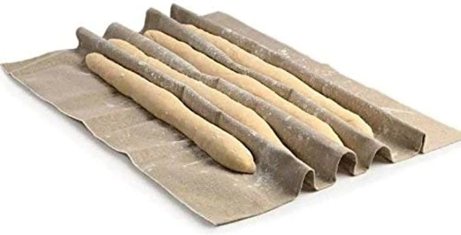 Premium Professional Bakers Couche (Canvas) 35"x26" - Natural Flax Linen Heavy Duty Proofing Cloth by Bread Story for baking French Baguette loaves, Artisan loaf