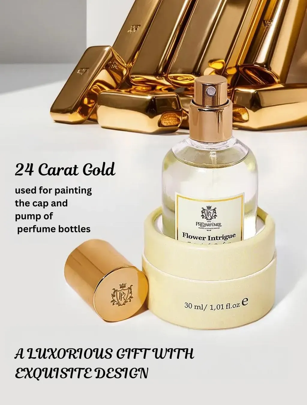 PREparfume From France Flower Intrigue for Women 30ml – Fresh Aquatic Floral Scent From France – Luxury Fragrance with Lotus, Mint – Long Lasting Perfume With Amberwood and Oud Notes