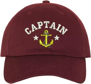 PRFCTO Captain with Anchor Emboridered Unisex Baseball Hat - Anchor Navy Hat