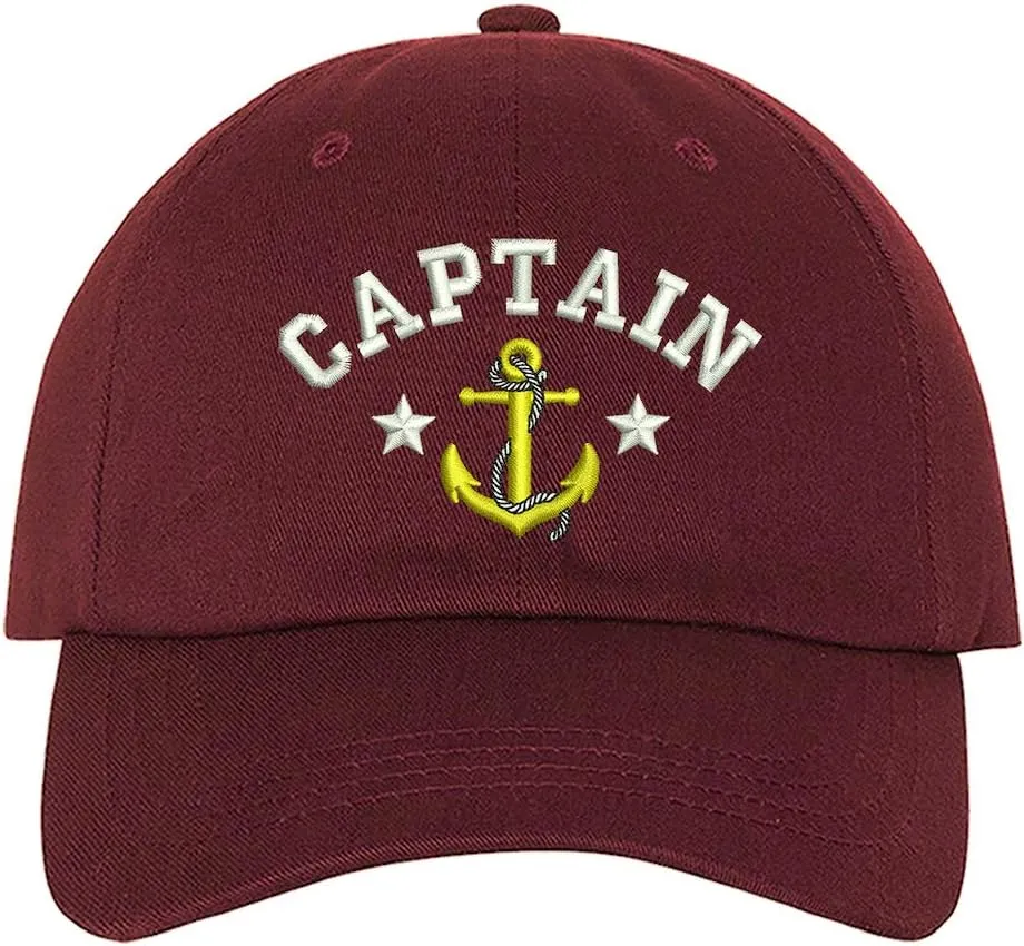 PRFCTO Captain with Anchor Emboridered Unisex Baseball Hat - Anchor Navy Hat