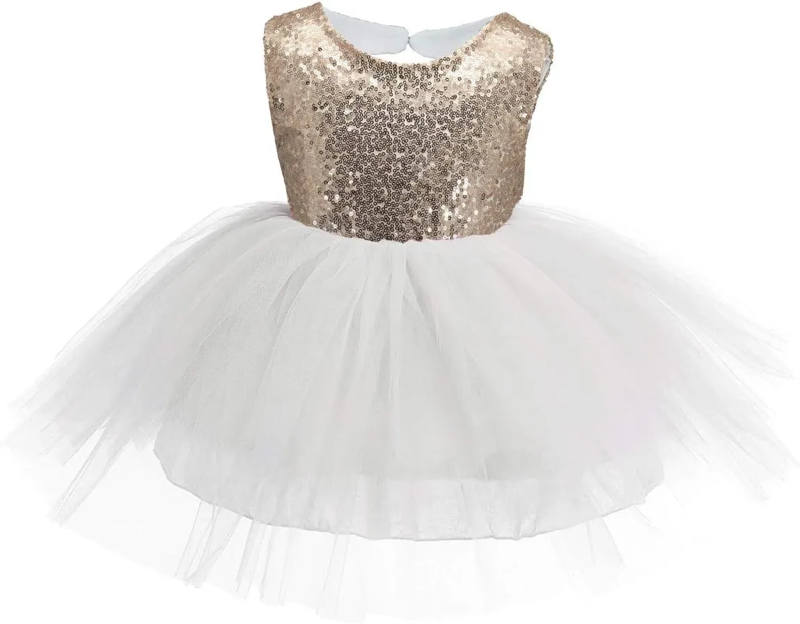 Princess Tulle Tutu Girl Dress Wedding Pageant Party Baby Dresses Sequin Backless Lace Flowers Newborn-7 Years