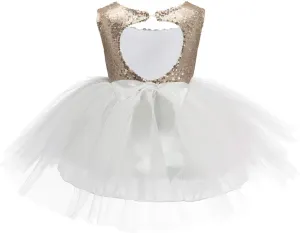 Princess Tulle Tutu Girl Dress Wedding Pageant Party Baby Dresses Sequin Backless Lace Flowers Newborn-7 Years