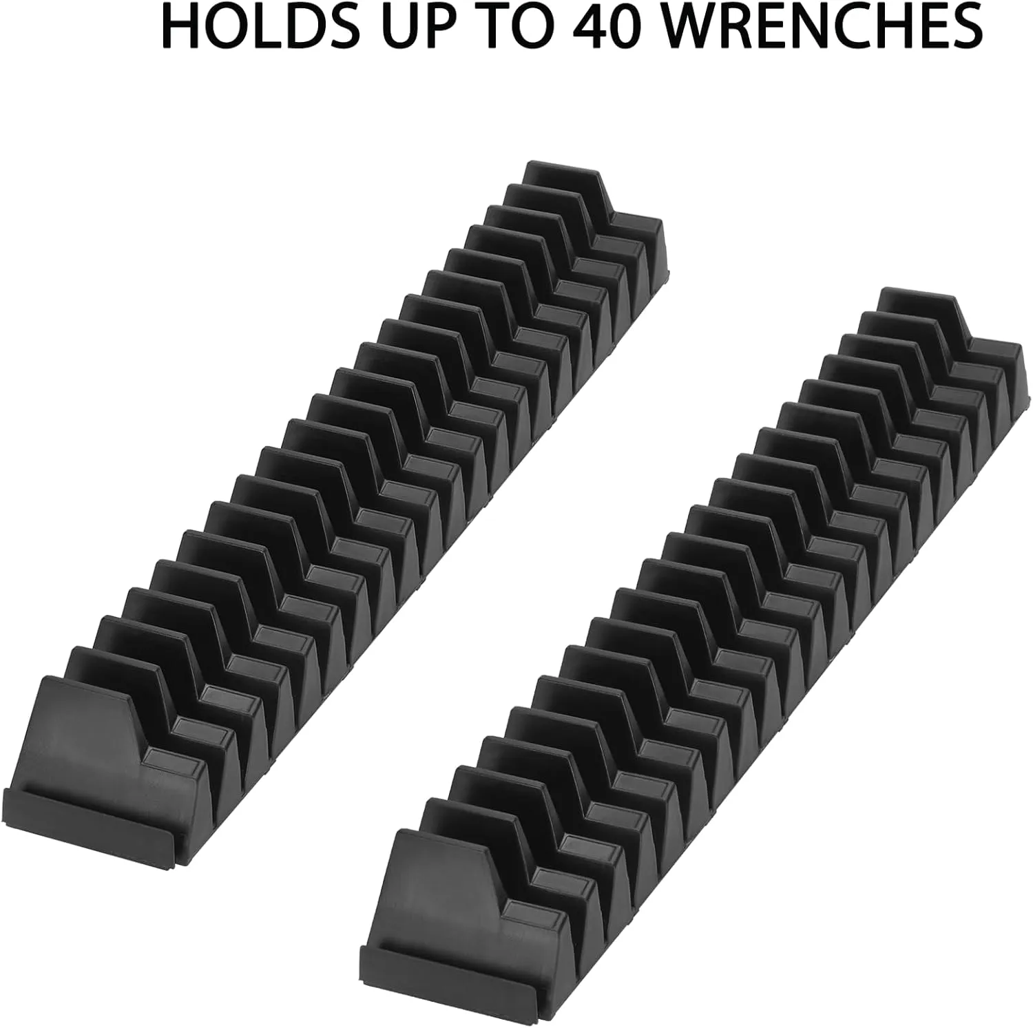 PRO & DIY -40 Strong Magnetic (upgraded) Wrench Organizer for Tool Drawer Storage Professional Grade Modular Wrench Organizer Fits Small & Large Size -Black