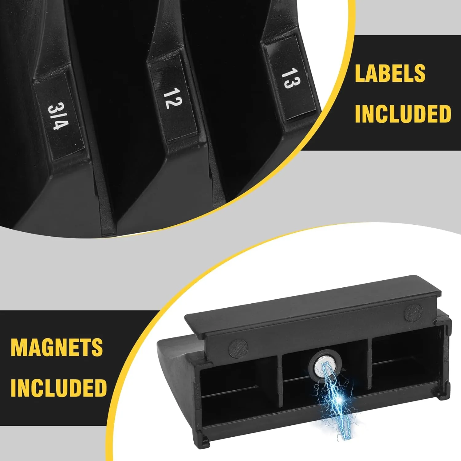 PRO & DIY -40 Strong Magnetic (upgraded) Wrench Organizer for Tool Drawer Storage Professional Grade Modular Wrench Organizer Fits Small & Large Size -Black