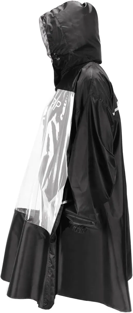 PROAIM Black Waterproof Unisex Rainwear Poncho for Video & Audio Gear. Knee-Length Style with Full Hood & Sleeves. (RC-PNCO-01)