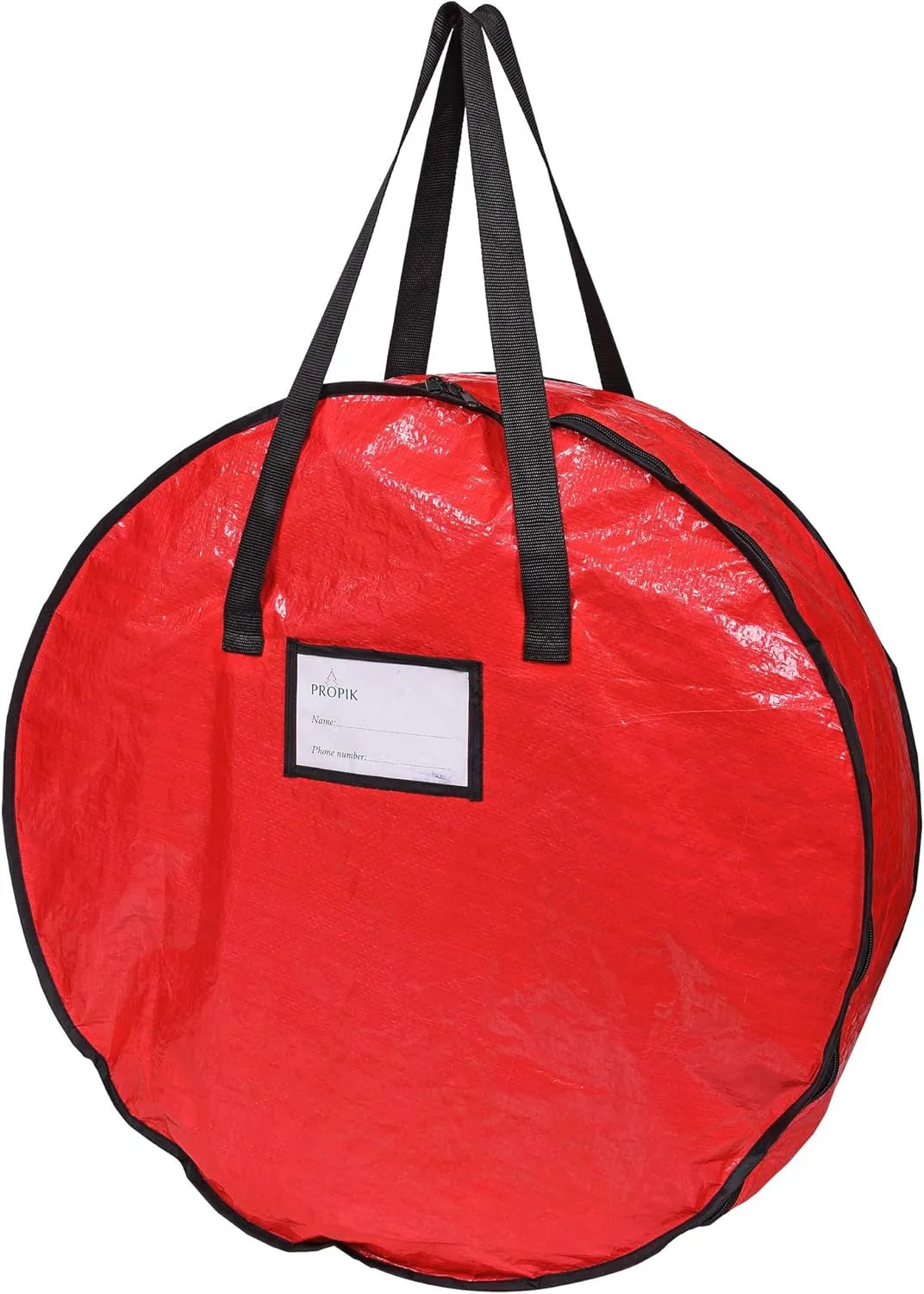 ProPik Christmas Wreath Storage Bag 36" - Garland Holiday Container with Tear Resistant Material - Featuring Heavy Duty Handles and Transparent Card Slot - 36” X 8” (Red)