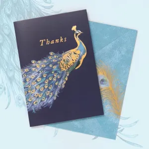 Punch Studio Boxed Thank You Card Set, Set of 10 Cards/Envelopes, Peacock Design, (45026)