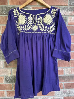 Purple and Beige Blusa con Flores