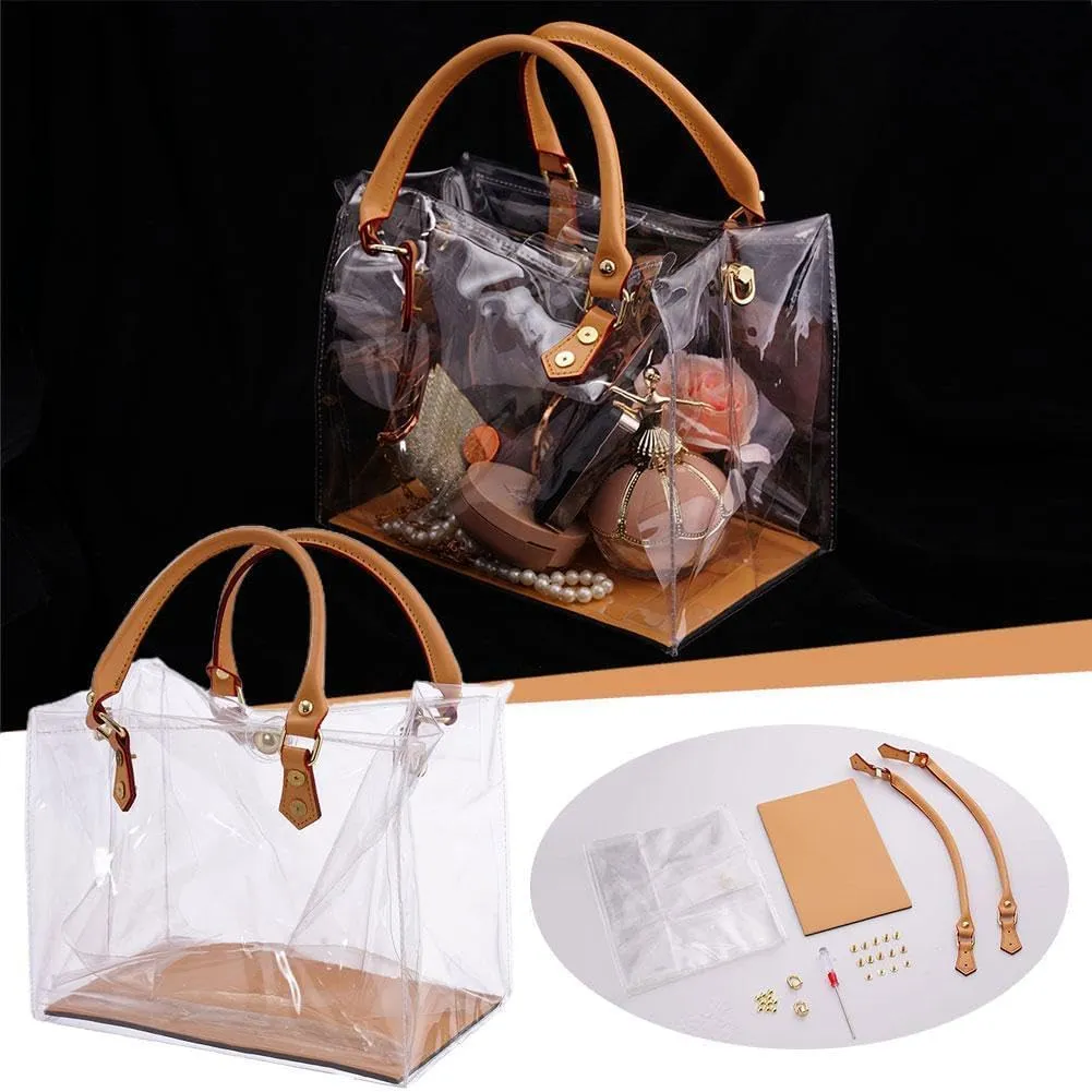PVC DIY Tote Bag Handbag Making Kit, Clear Handmade DIY Purse Making Kit, Handmade Tote Bag Craft Accessory Tool Set Gift for Women Mom Birthday Valentine