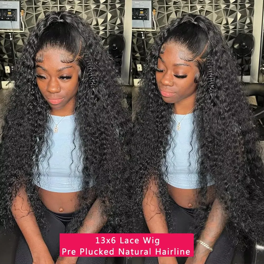 QinMei 13x6 Deep Wave Lace Front Wigs Human Hair HD Transparent Lace Front Wigs Human Hair Glueless Deep Curly Lace Frontal Wigs Human Hair Pre Plucked for Black Women 18 Inch