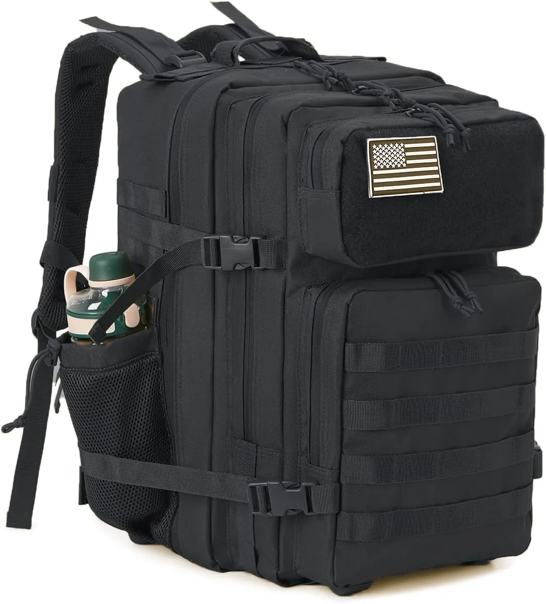 QT&QY 25L/35L/45L Military Tactical Backpack For Men Molle Daypack 3 Day Bug Out Bag Hiking Rucksack With Bottle Holder
