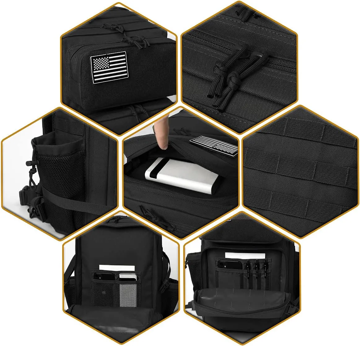 QT&QY 25L/35L/45L Military Tactical Backpack For Men Molle Daypack 3 Day Bug Out Bag Hiking Rucksack With Bottle Holder