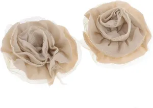 Qtqgoitem Lady DIY Handbag Shoes Lace Detail Chiffon Flower Khaki 2 PCS (model: ea6 ab2 697 c1d e1e)