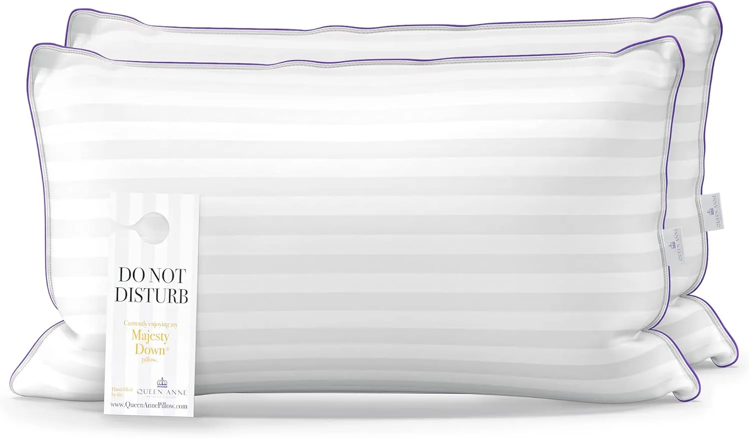 Queen Anne Luxury Hotel Pillows - Two Pack (2) - Majesty Down - Synthetic Down Alternative - Allergy Free Hypoallergenic Bed Pillows - Made in USA (King Soft)