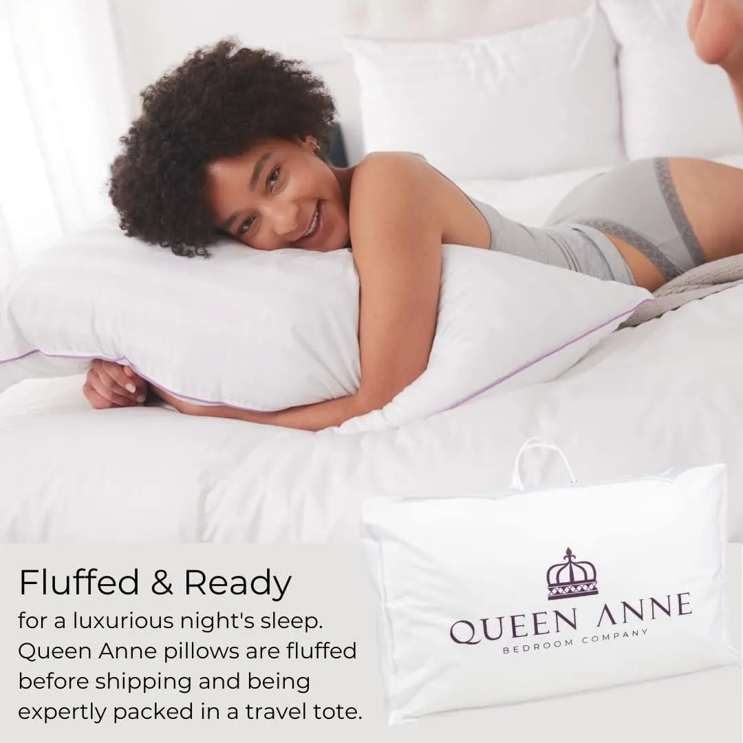 Queen Anne Luxury Hotel Pillows - Two Pack (2) - Majesty Down - Synthetic Down Alternative - Allergy Free Hypoallergenic Bed Pillows - Made in USA (King Soft)