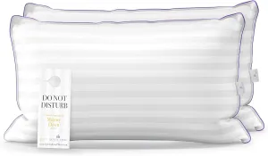 Queen Anne Luxury Hotel Pillows - Two Pack (2) - Majesty Down - Synthetic Down Alternative - Allergy Free Hypoallergenic Bed Pillows - Made in USA (King Soft)