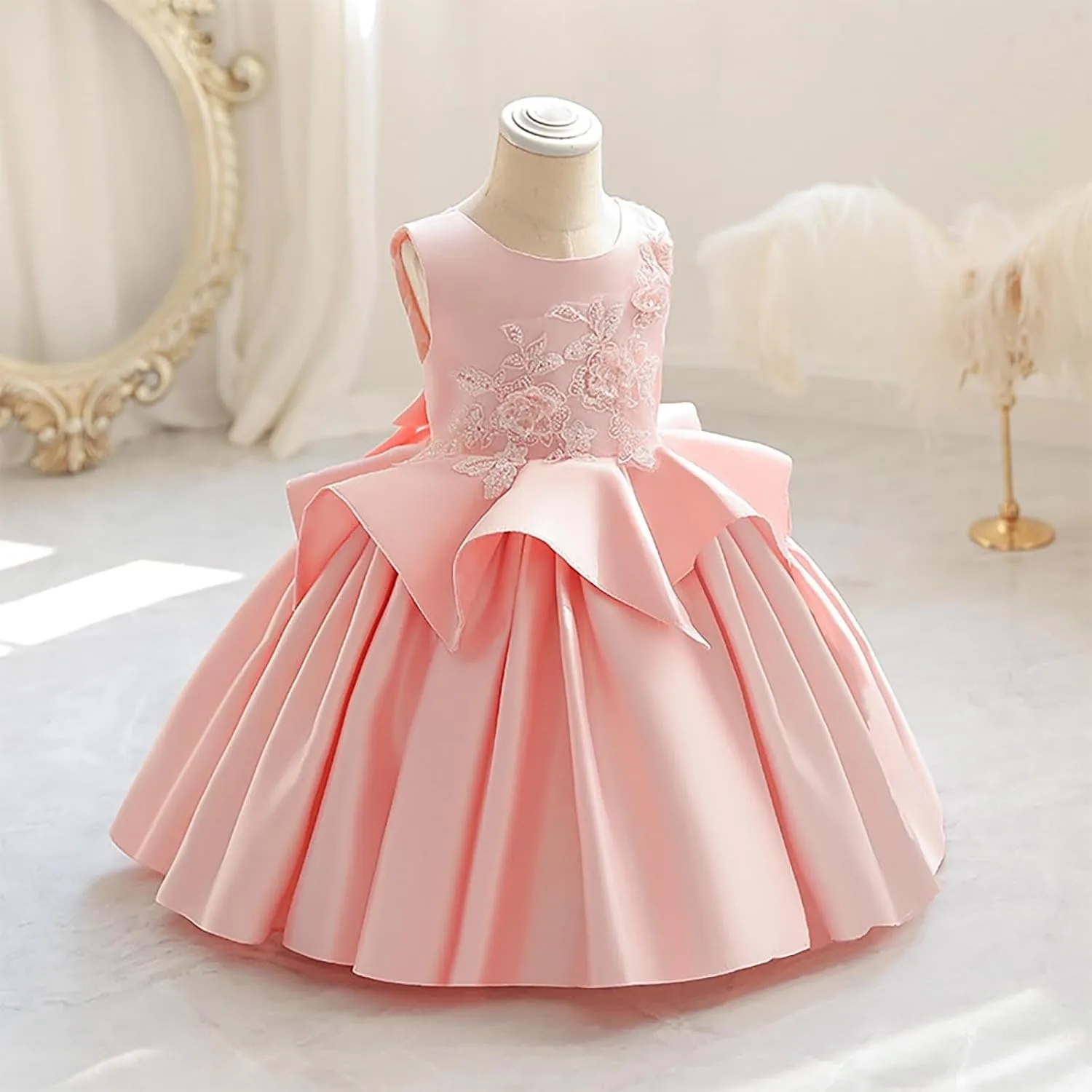 Rainbow Dress for Toddler Girls Easter Spring Lace Tulle Mesh Gril Summer Dress Flower Party Dance Dresses