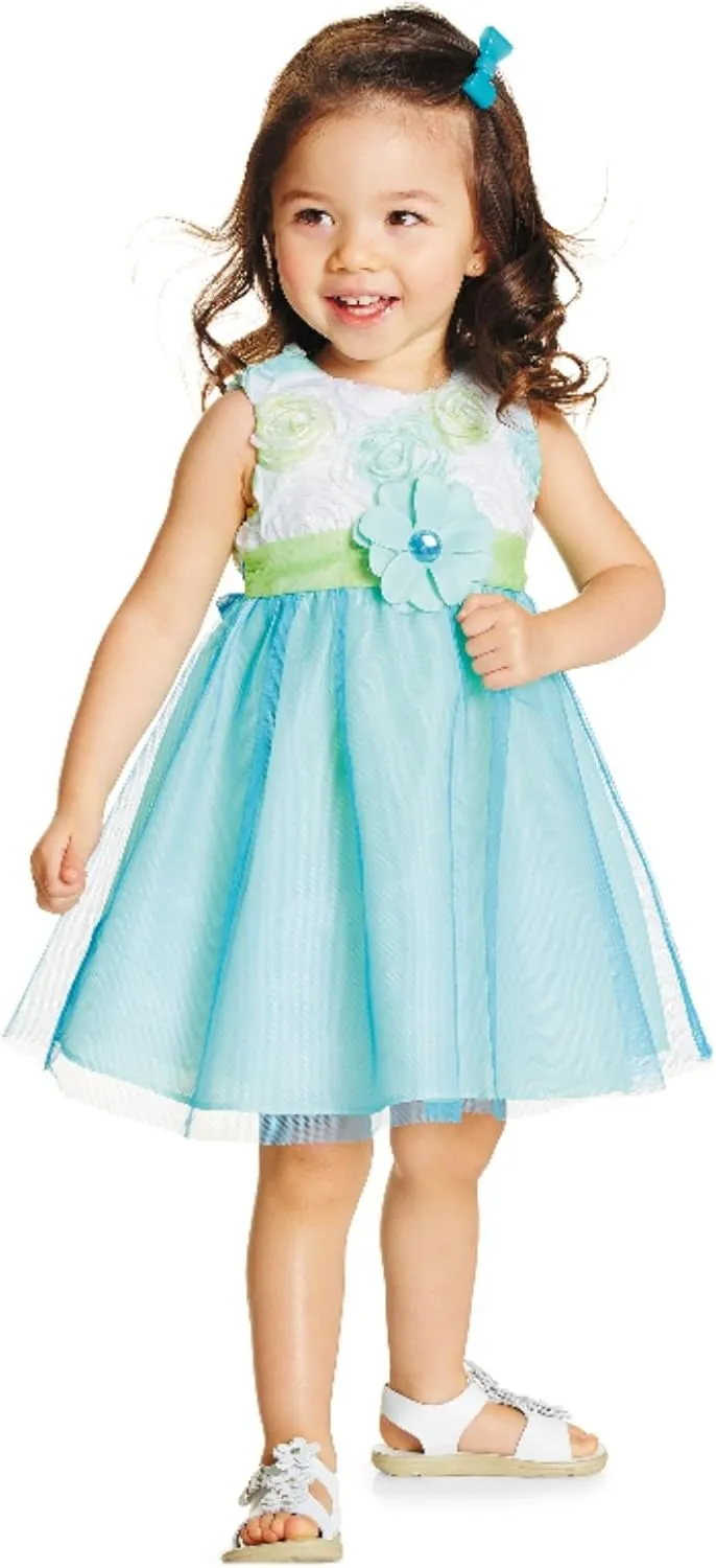 Rare Editions Baby Girl's Ribbon Applique Tulle Dress (12 Months) Turquoise