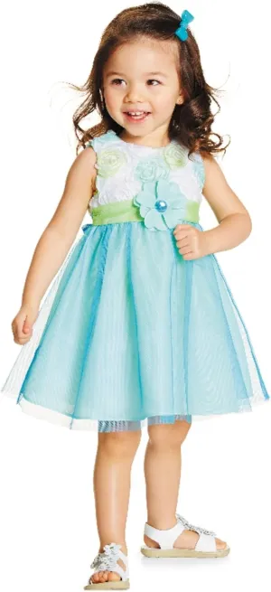 Rare Editions Baby Girl's Ribbon Applique Tulle Dress (12 Months) Turquoise