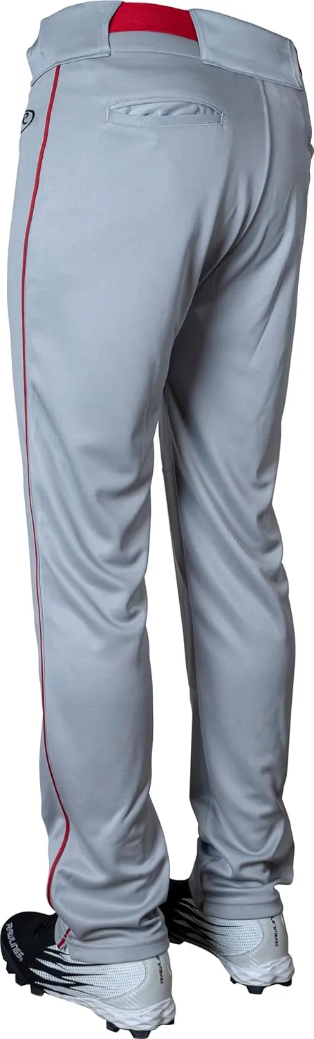 Rawlings Men's Launch Series Baseball Pants | Full Length Semi-Relaxed Fit | Adult Sizes | Piped | Multiple Colors