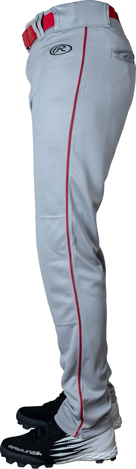 Rawlings Men's Launch Series Baseball Pants | Full Length Semi-Relaxed Fit | Adult Sizes | Piped | Multiple Colors