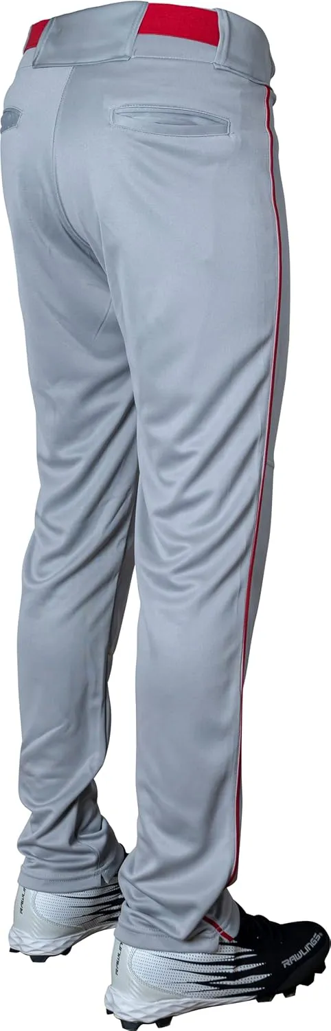 Rawlings Men's Launch Series Baseball Pants | Full Length Semi-Relaxed Fit | Adult Sizes | Piped | Multiple Colors