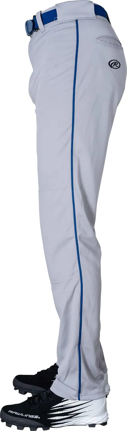 Rawlings Semi-Relaxed Full Length Baseball Pant | Solid & Piped Options | Adult Sizes | Multiple Colors