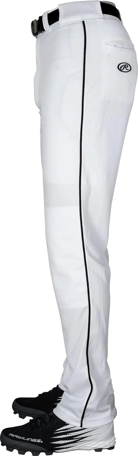 Rawlings Semi-Relaxed Full Length Baseball Pant | Solid & Piped Options | Adult Sizes | Multiple Colors