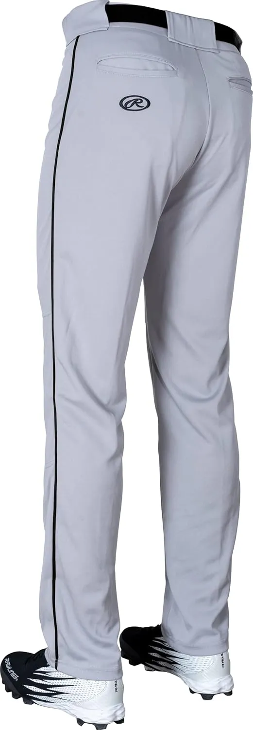 Rawlings Semi-Relaxed Full Length Baseball Pant | Solid & Piped Options | Adult Sizes | Multiple Colors