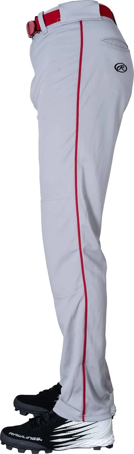 Rawlings Semi-Relaxed Full Length Baseball Pant | Solid & Piped Options | Adult Sizes | Multiple Colors