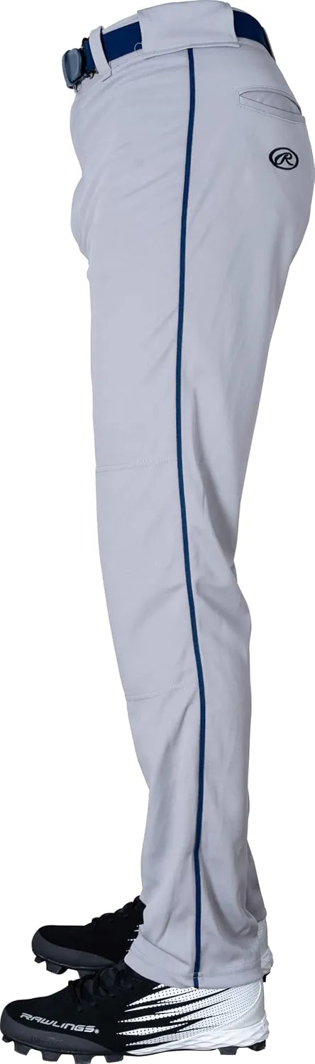 Rawlings Semi-Relaxed Full Length Baseball Pant | Solid & Piped Options | Adult Sizes | Multiple Colors