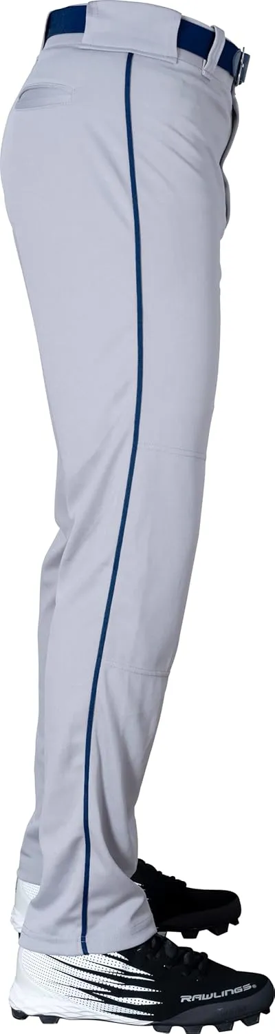 Rawlings Semi-Relaxed Full Length Baseball Pant | Solid & Piped Options | Adult Sizes | Multiple Colors