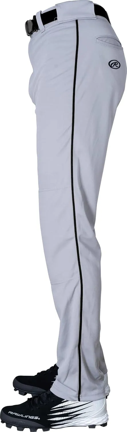 Rawlings Semi-Relaxed Full Length Baseball Pant | Solid & Piped Options | Adult Sizes | Multiple Colors