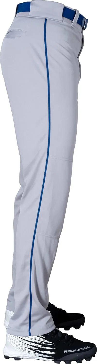 Rawlings Semi-Relaxed Full Length Baseball Pant | Solid & Piped Options | Adult Sizes | Multiple Colors
