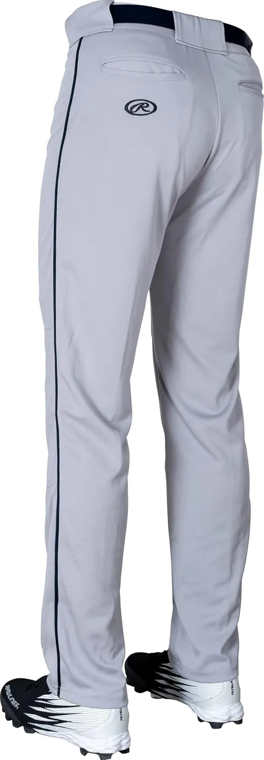 Rawlings Semi-Relaxed Full Length Baseball Pant | Solid & Piped Options | Adult Sizes | Multiple Colors